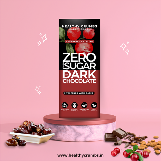 Zero Added Sugar Dark Chocolate 35g [Cranberry & Almond- Pack of 1]