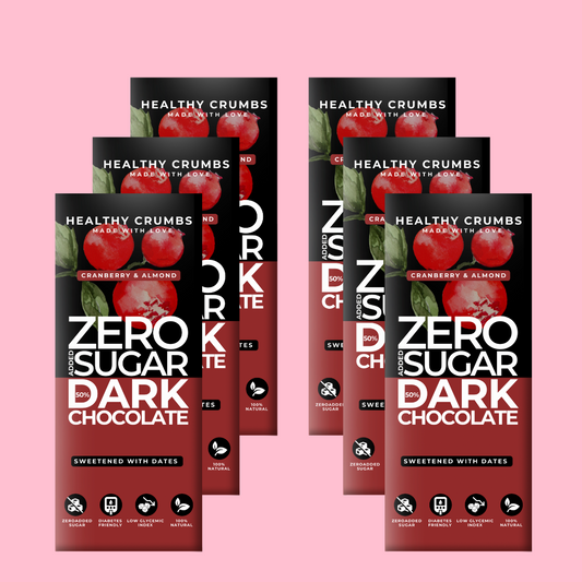 Zero Added Sugar Dark Chocolate 35g [Cranberry & Almond - Pack of 6]