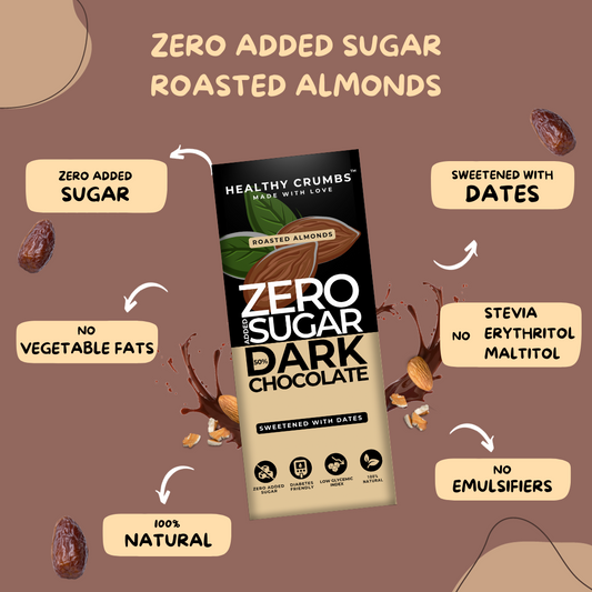 Zero Added Sugar Dark Chocolate 35g [Roasted Almonds - Pack of 1]