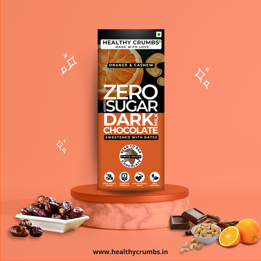 Zero Added Sugar Dark Milk Chocolate 35g [Orange & Cashew - Pack of 2]