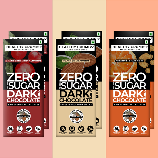 Zero Added Sugar Dark Milk Chocolate 35g [Assorted - Pack of 6]