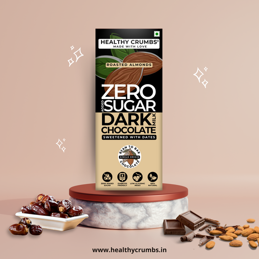 Zero Added Sugar Dark Milk Chocolate 35g [Roasted Almonds - Pack of 2]