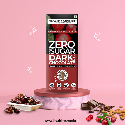 Zero Added Sugar Dark Milk Chocolate 35g [Cranberry & Almond - Pack of 6]