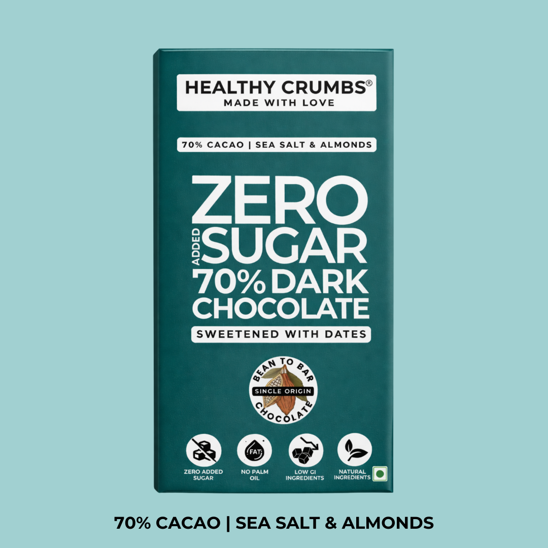 Zero Added Sugar 70% Dark Chocolate 40g [Sea salt & Almond-Pack of 2]